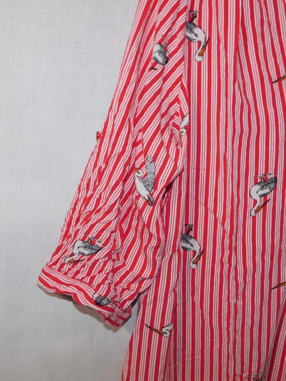 Mandee Red White Striped Heron Bird Print 3/4 Sleeve V neck Blouse Womens 2X - Picture 9 of 12